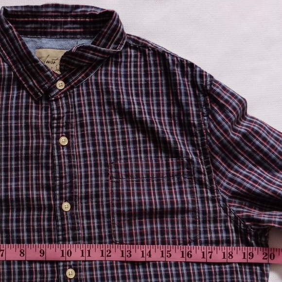 Just a Cheap Shirt Men's Plaid Long Sleeve Button- Down.  Size S. Red, Blue. - Picture 8 of 15